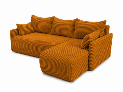 Narożnik Rivo 220 × 155 cm z funkcją spania i pojemnikiem – sztruks Ambience
