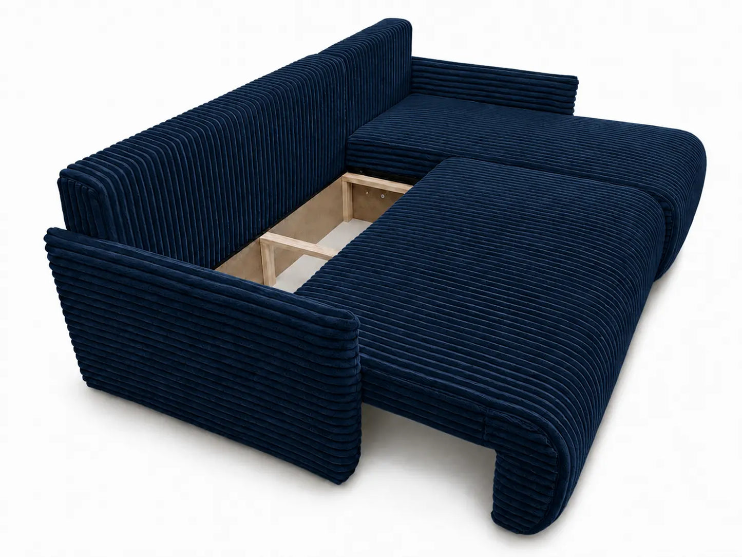Narożnik Rivo 220 × 155 cm z funkcją spania i pojemnikiem – sztruks Ambience