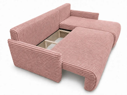 Narożnik Rivo 220 × 155 cm z funkcją spania i pojemnikiem – sztruks Ambience