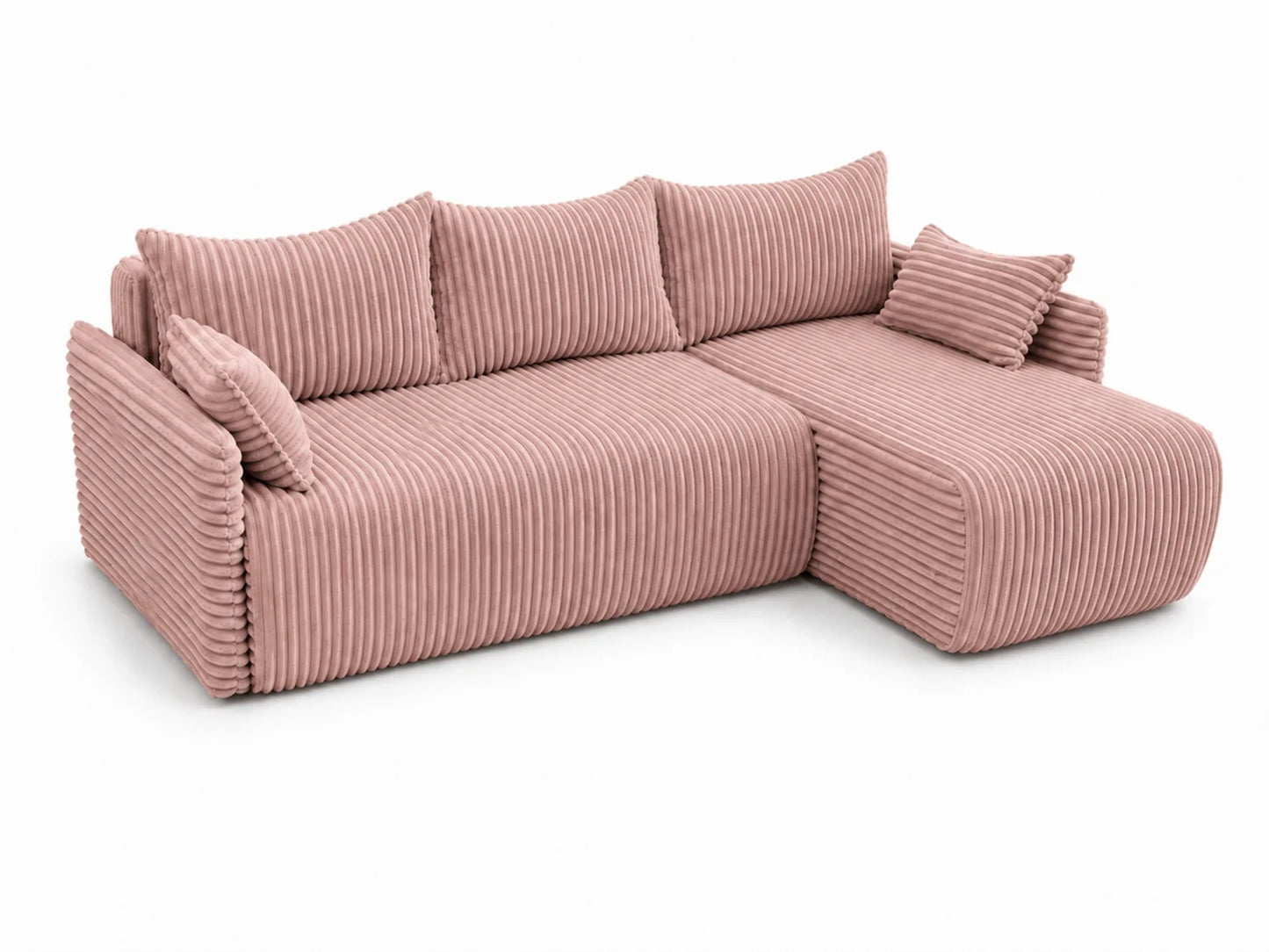 Narożnik Rivo 220 × 155 cm z funkcją spania i pojemnikiem – sztruks Ambience