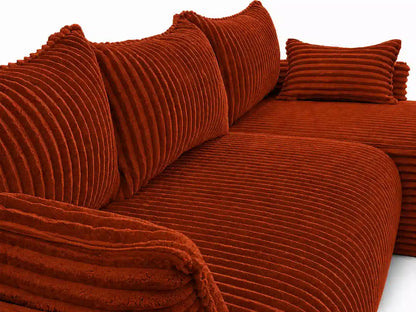 Narożnik Rivo 220 × 155 cm z funkcją spania i pojemnikiem – sztruks Ambience