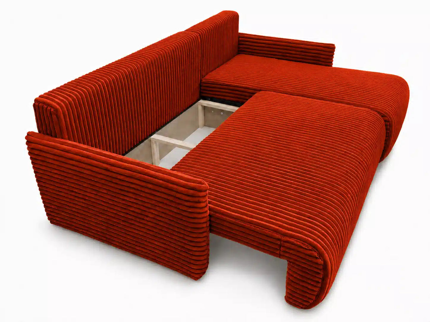 Narożnik Rivo 220 × 155 cm z funkcją spania i pojemnikiem – sztruks Ambience