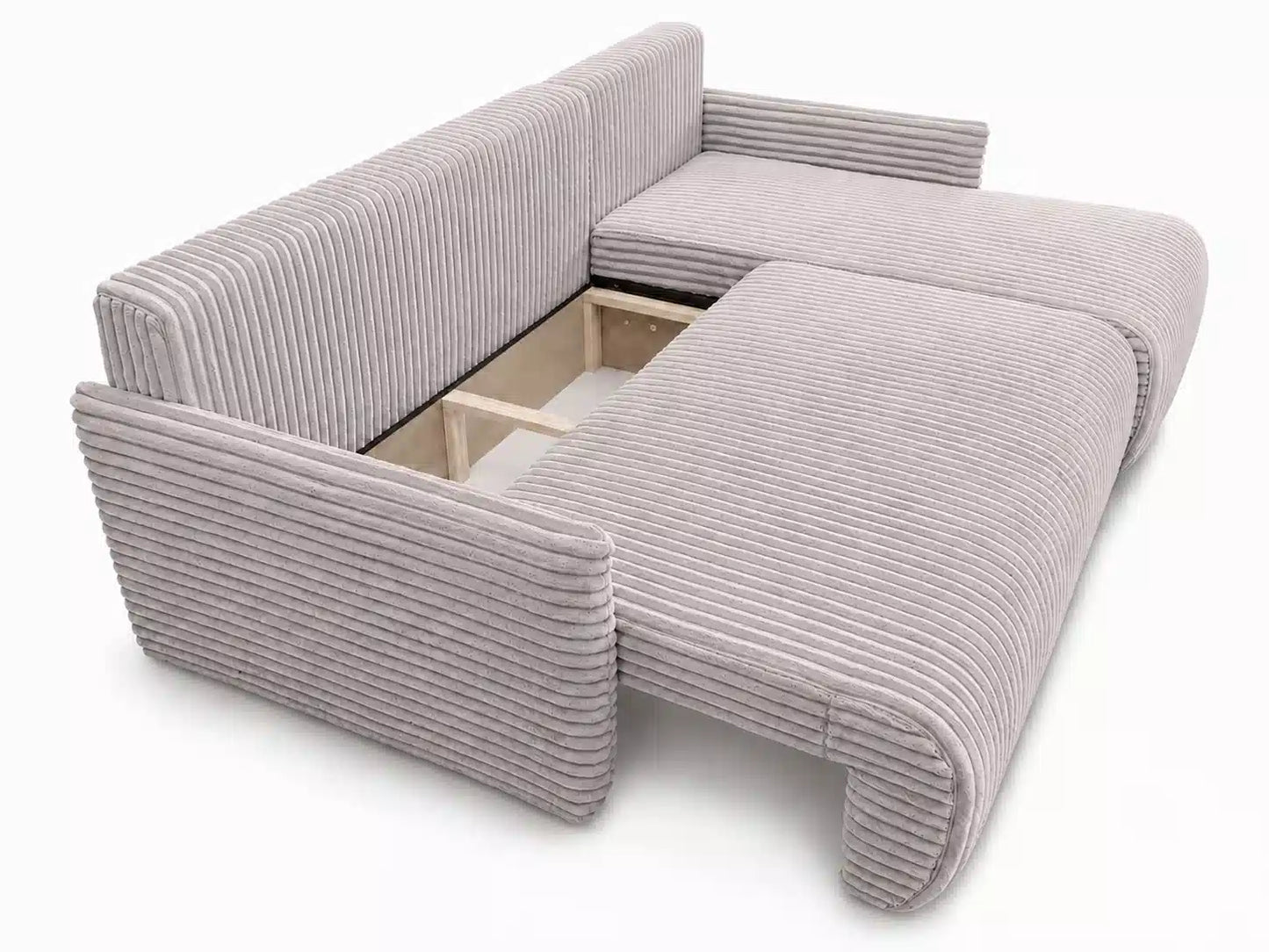 Narożnik Rivo 220 × 155 cm z funkcją spania i pojemnikiem – sztruks Ambience
