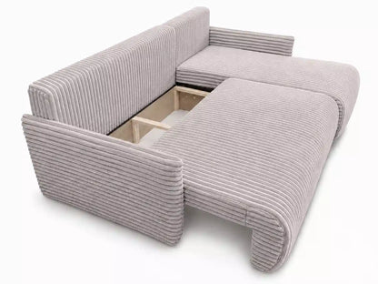 Narożnik Rivo 220 × 155 cm z funkcją spania i pojemnikiem – sztruks Ambience