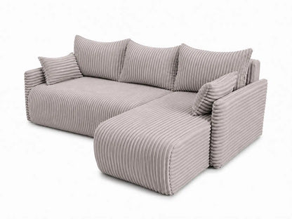 Narożnik Rivo 220 × 155 cm z funkcją spania i pojemnikiem – sztruks Ambience