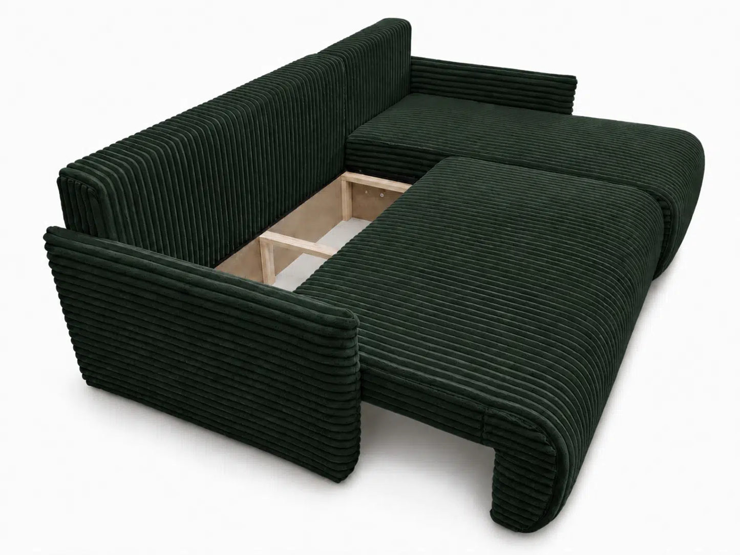 Narożnik Rivo 220 × 155 cm z funkcją spania i pojemnikiem – sztruks Ambience