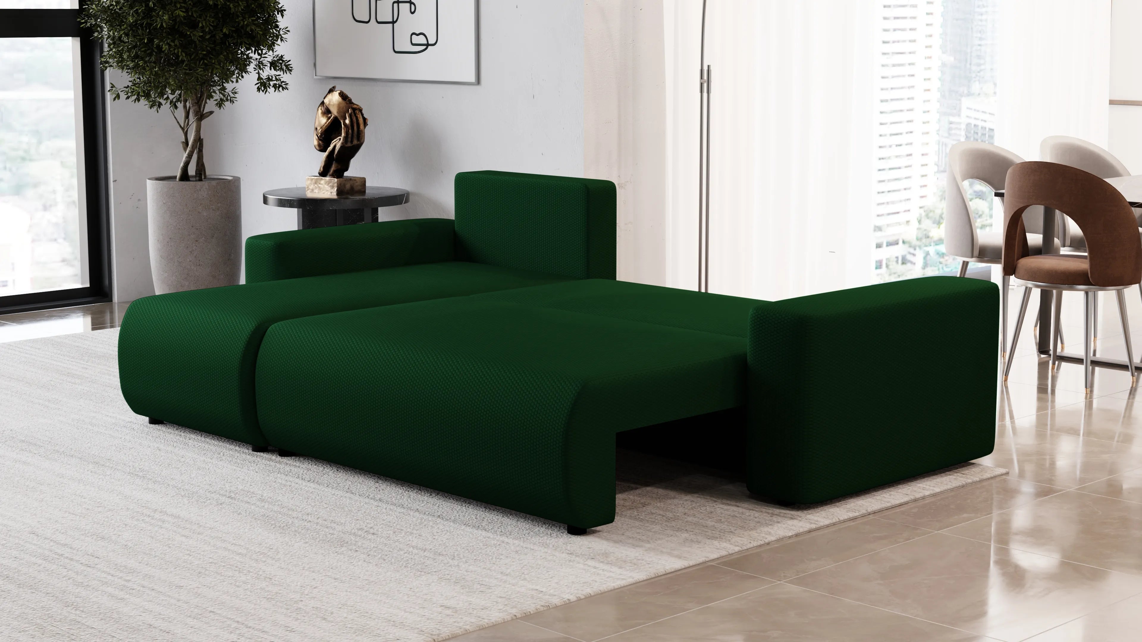 SENSO – narożnik L z funkcją spania i pojemnikiem, tkanina Onega