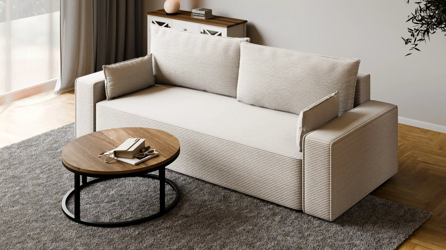 Sofa RENA 3-osobowa z funkcją spania sztruksowa