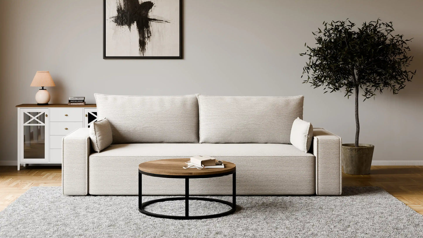 Sofa RENA 3-osobowa z funkcją spania sztruksowa