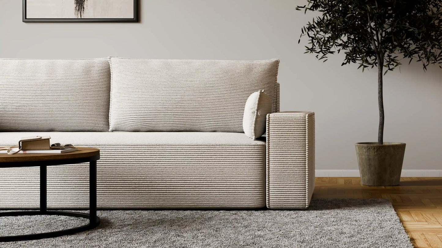 Sofa RENA 3-osobowa z funkcją spania sztruksowa
