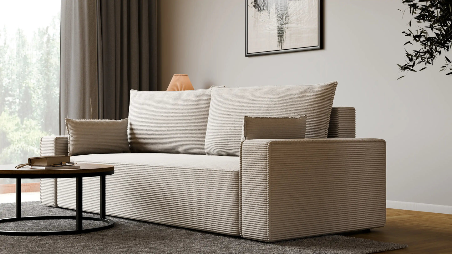 Sofa RENA 3-osobowa z funkcją spania sztruksowa