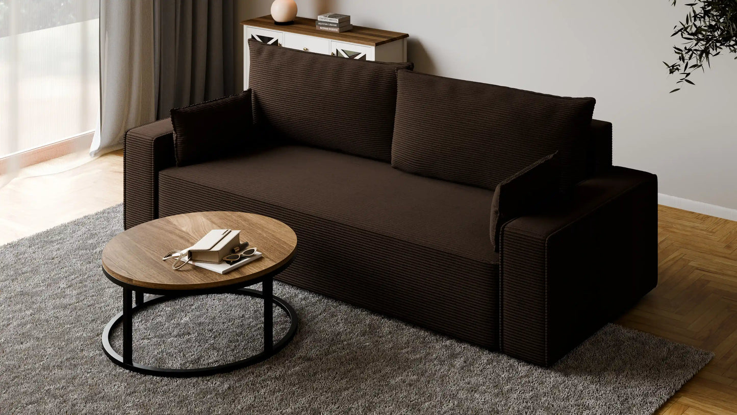 Sofa RENA 3-osobowa z funkcją spania sztruksowa