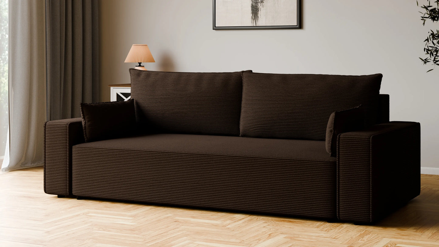 Sofa RENA 3-osobowa z funkcją spania sztruksowa