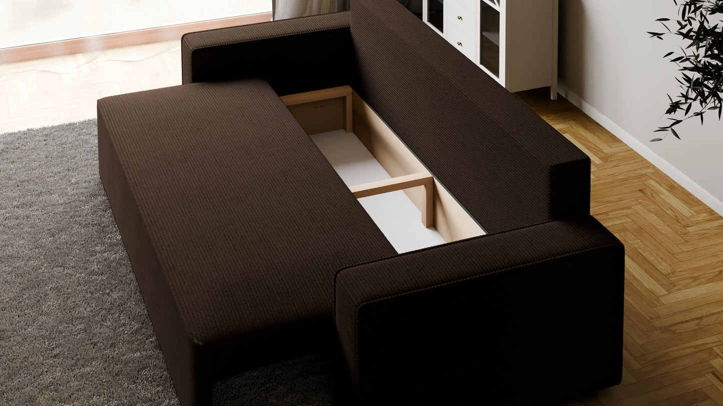 Sofa RENA 3-osobowa z funkcją spania sztruksowa