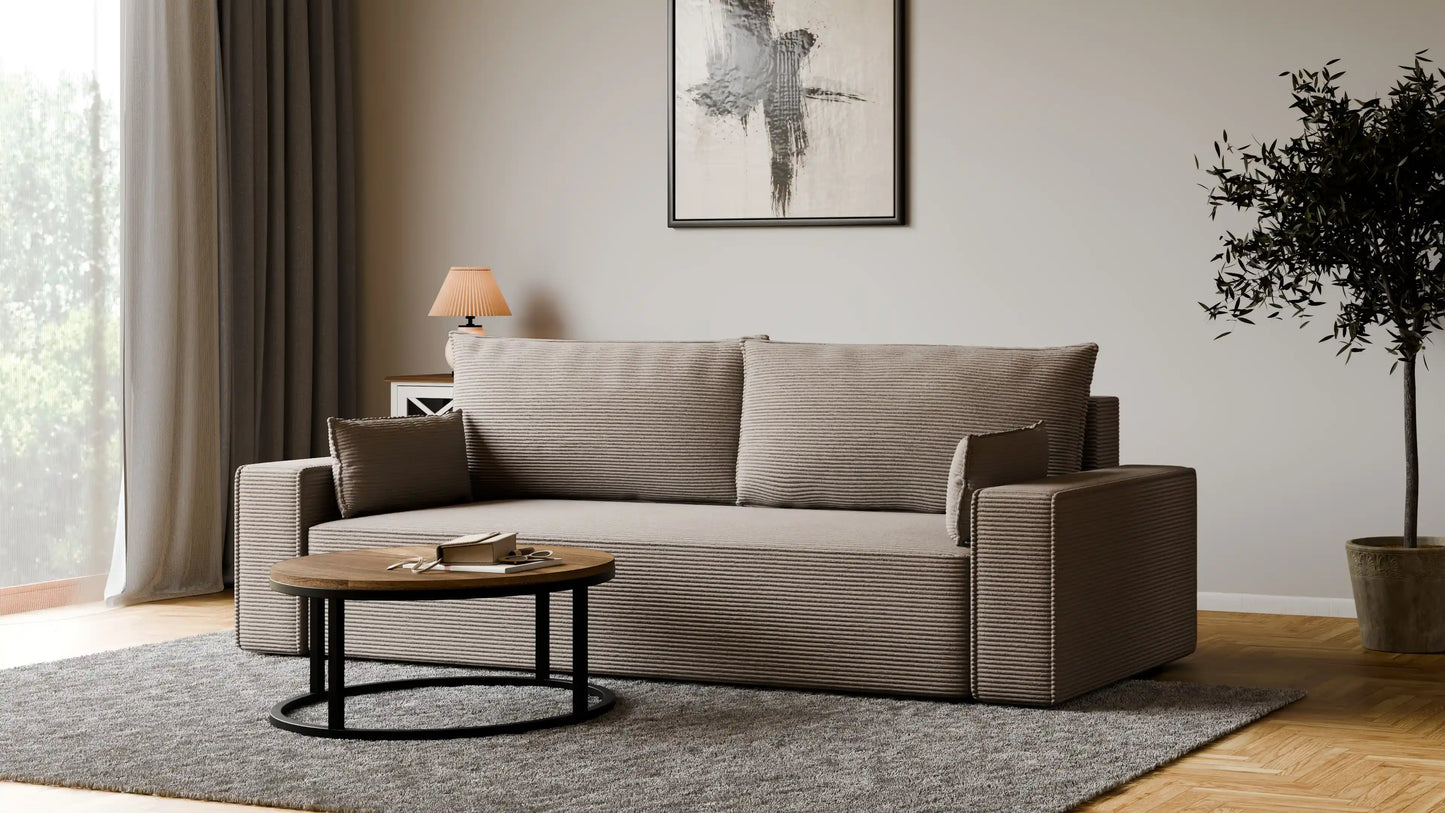 Sofa RENA 3-osobowa z funkcją spania sztruksowa