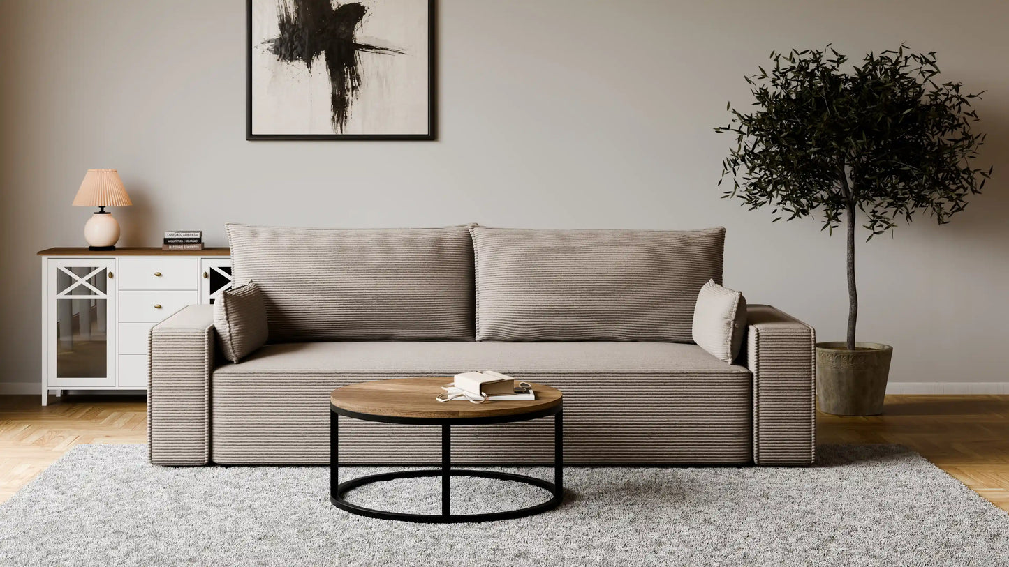 Sofa RENA 3-osobowa z funkcją spania sztruksowa