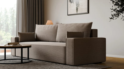 Sofa RENA 3-osobowa z funkcją spania sztruksowa