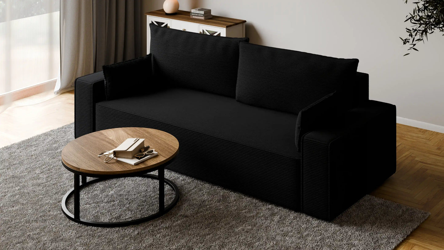 Sofa RENA 3-osobowa z funkcją spania sztruksowa