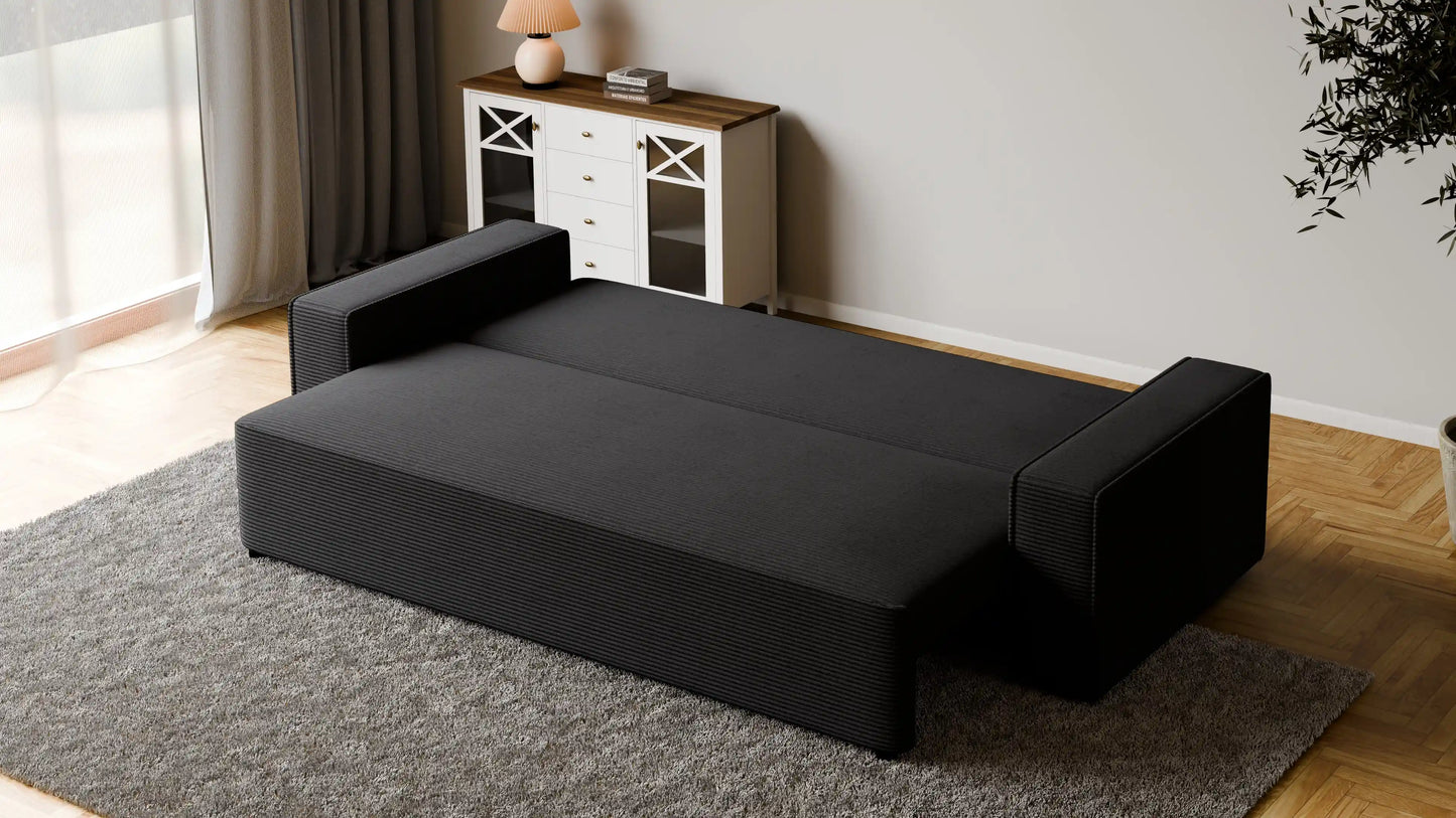 Sofa RENA 3-osobowa z funkcją spania sztruksowa