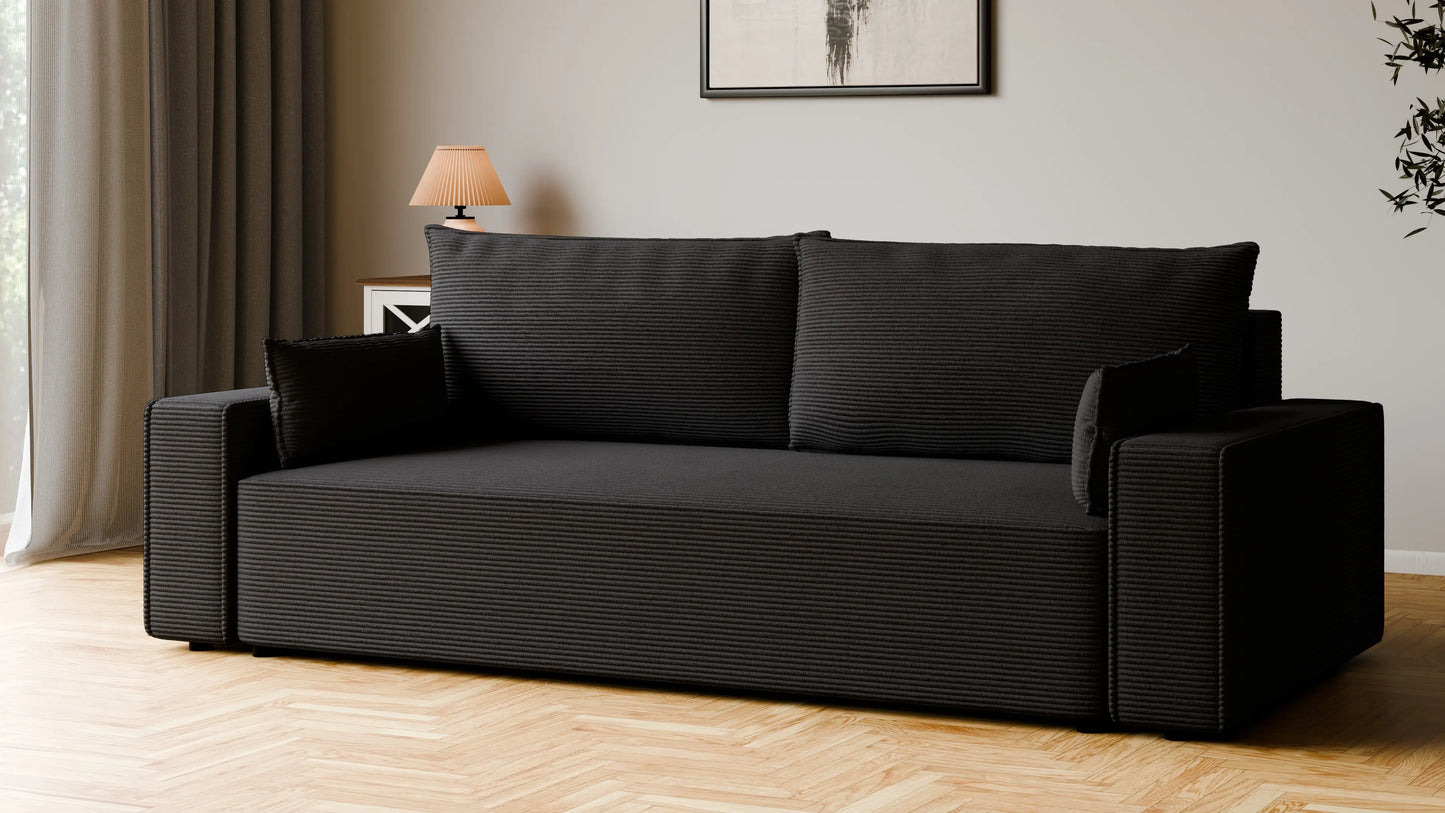 Sofa RENA 3-osobowa z funkcją spania sztruksowa