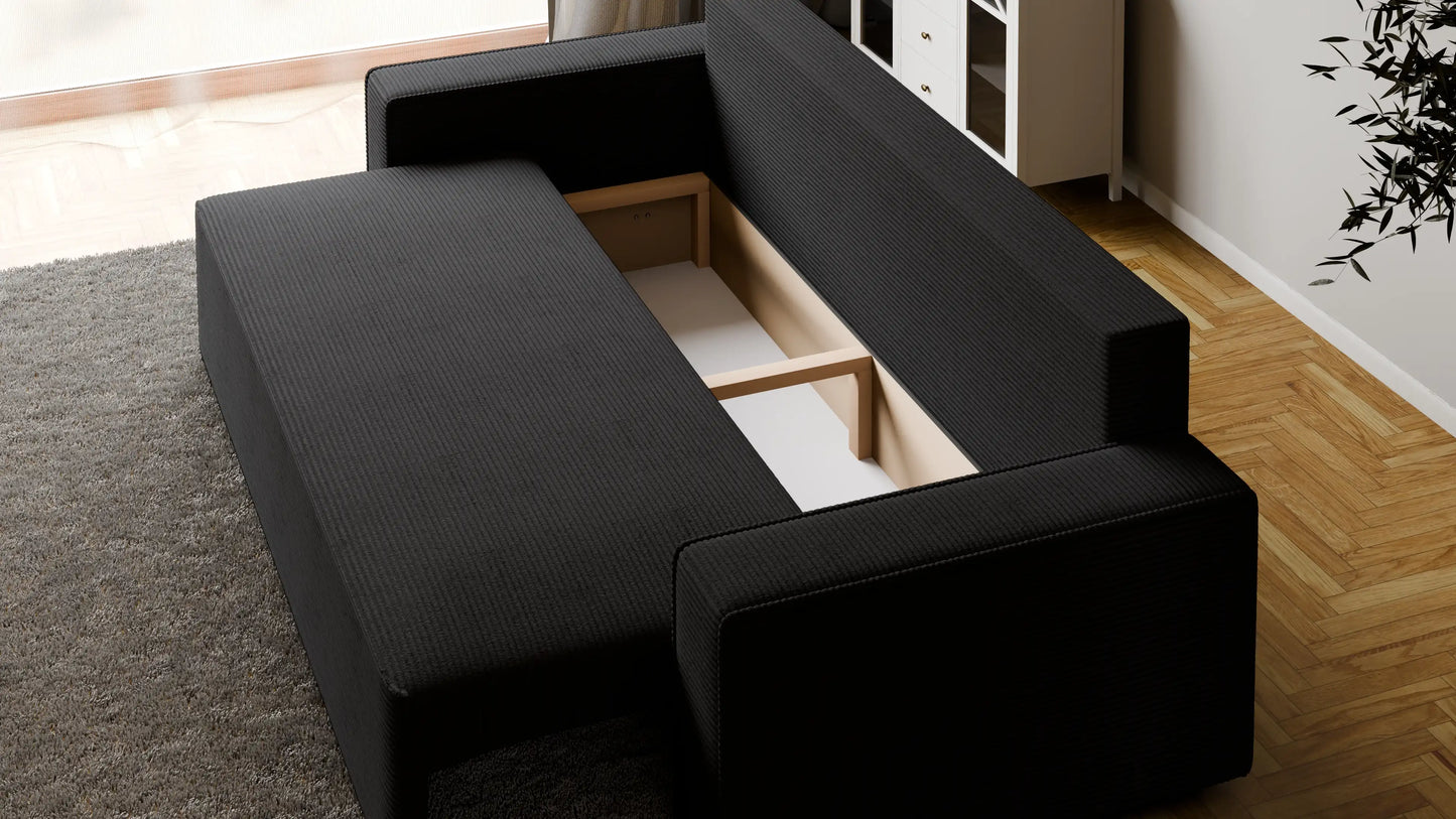 Sofa RENA 3-osobowa z funkcją spania sztruksowa