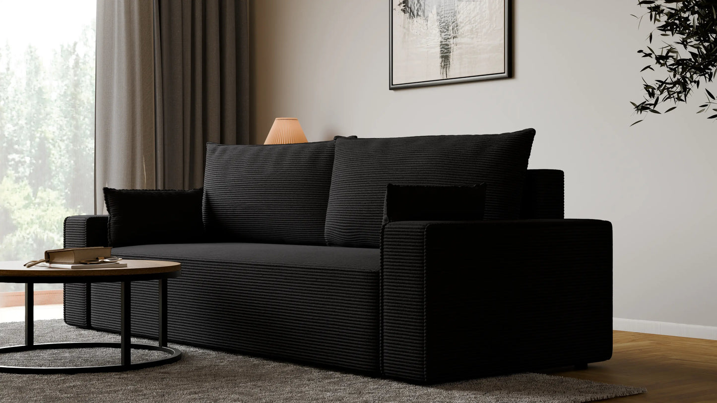 Sofa RENA 3-osobowa z funkcją spania sztruksowa