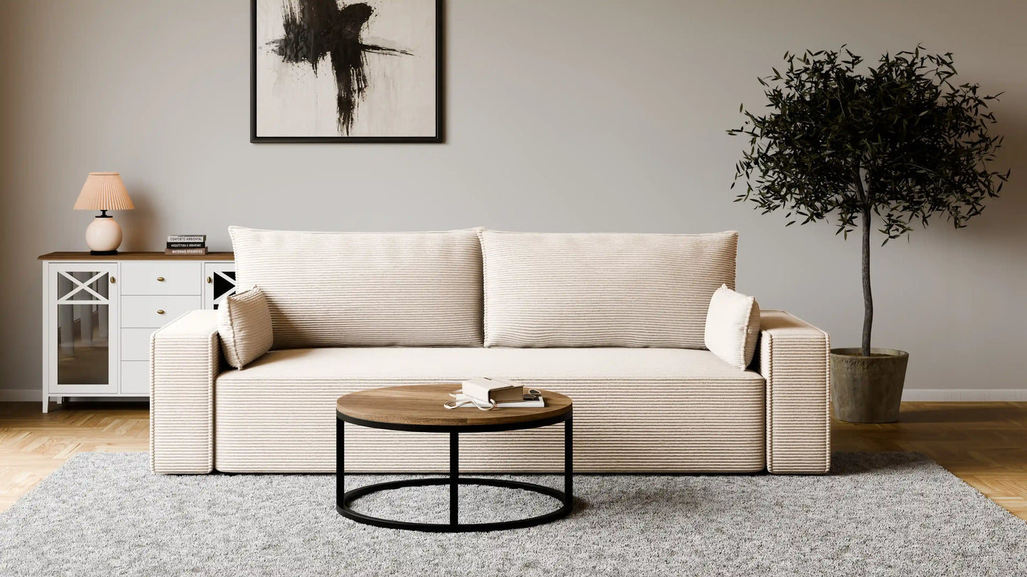 Sofa RENA 3-osobowa z funkcją spania sztruksowa