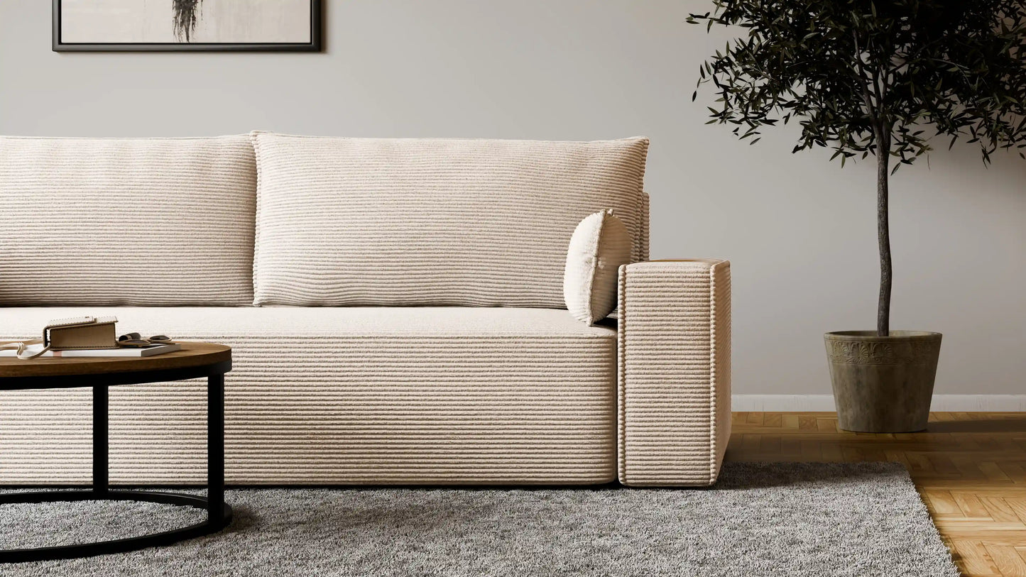 Sofa RENA 3-osobowa z funkcją spania sztruksowa