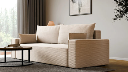 Sofa RENA 3-osobowa z funkcją spania sztruksowa