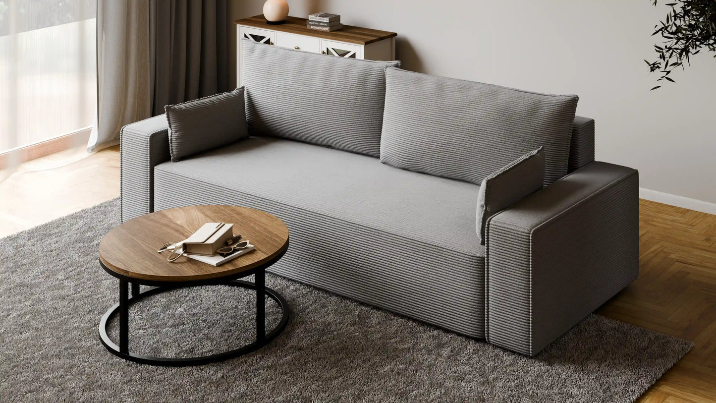 Sofa RENA 3-osobowa z funkcją spania sztruksowa