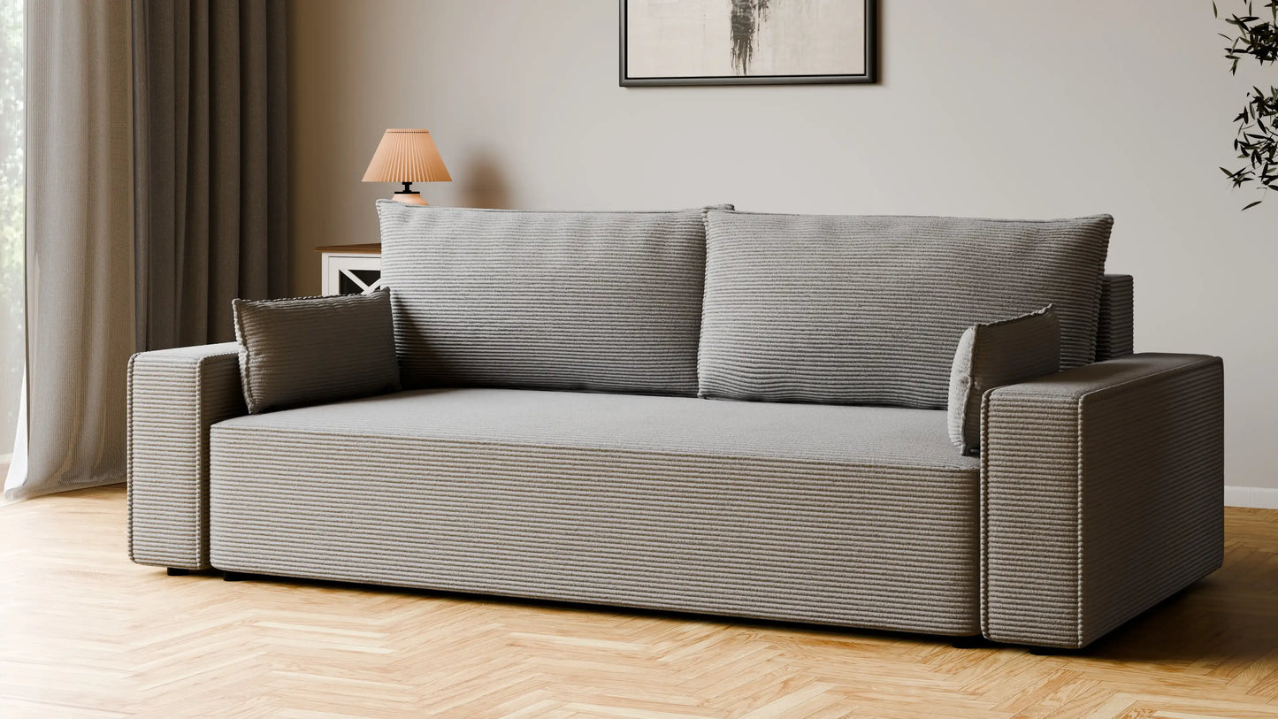 Sofa RENA 3-osobowa z funkcją spania sztruksowa