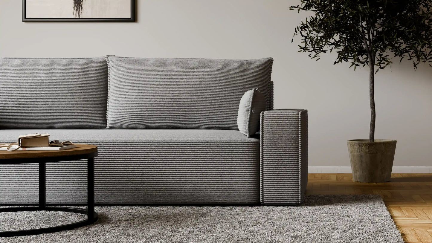 Sofa RENA 3-osobowa z funkcją spania sztruksowa