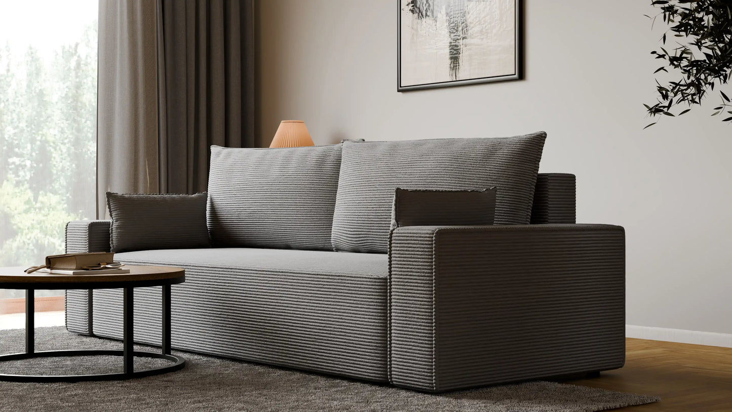 Sofa RENA 3-osobowa z funkcją spania sztruksowa