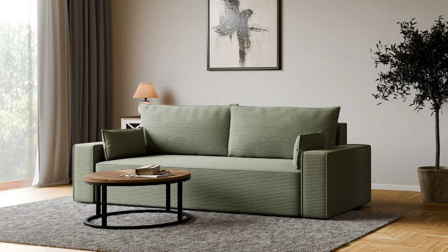 Sofa RENA 3-osobowa z funkcją spania sztruksowa