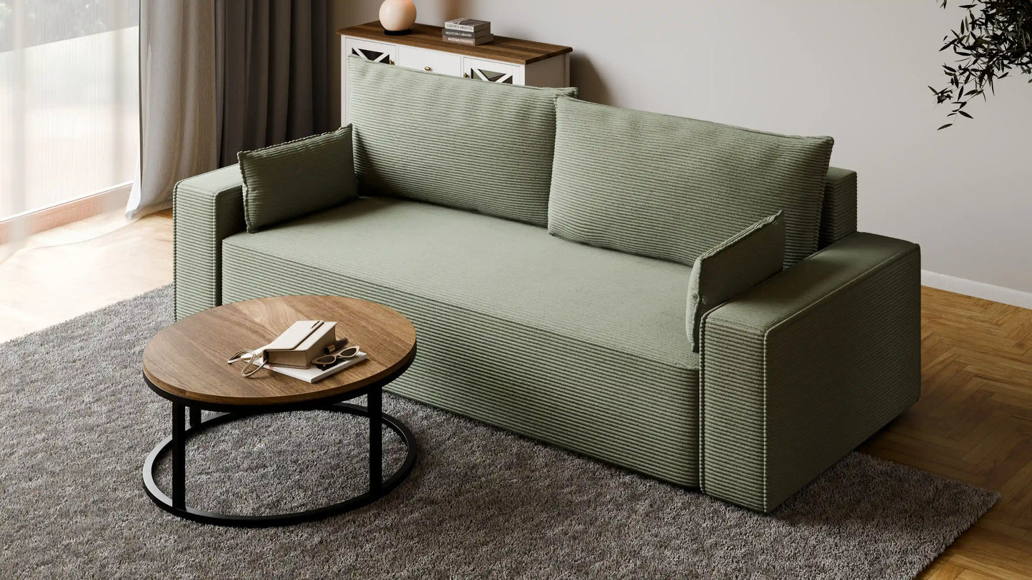 Sofa RENA 3-osobowa z funkcją spania sztruksowa