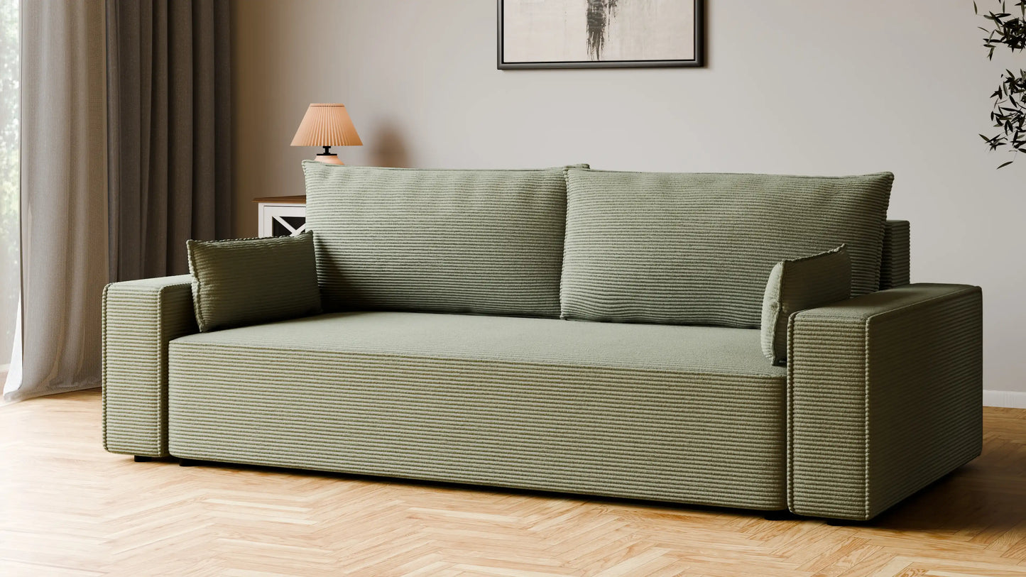 Sofa RENA 3-osobowa z funkcją spania sztruksowa