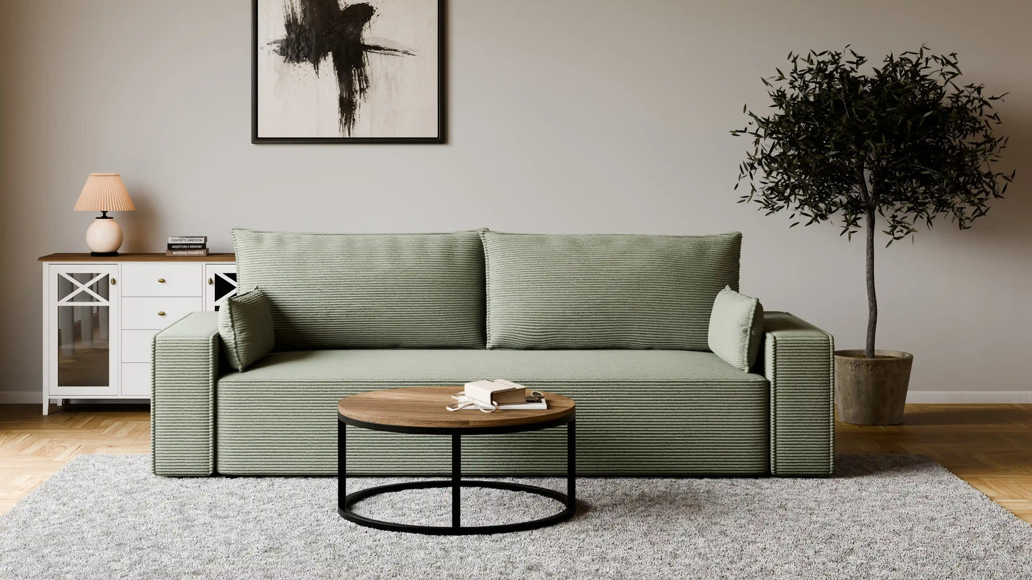Sofa RENA 3-osobowa z funkcją spania sztruksowa