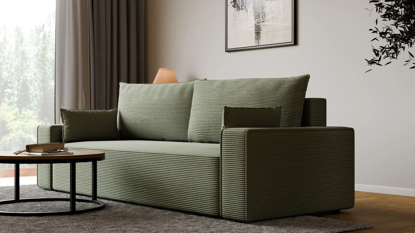 Sofa RENA 3-osobowa z funkcją spania sztruksowa
