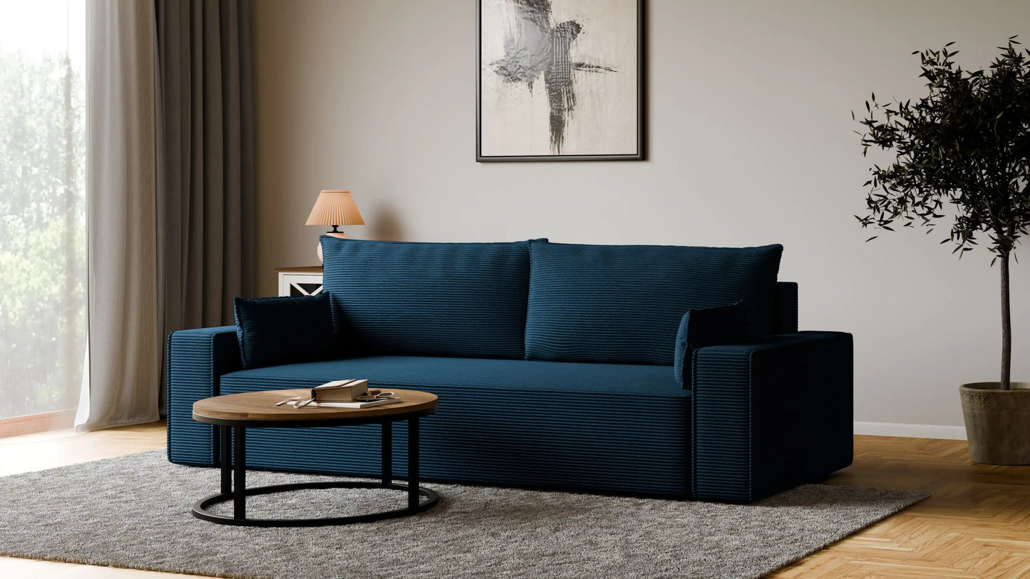 Sofa RENA 3-osobowa z funkcją spania sztruksowa