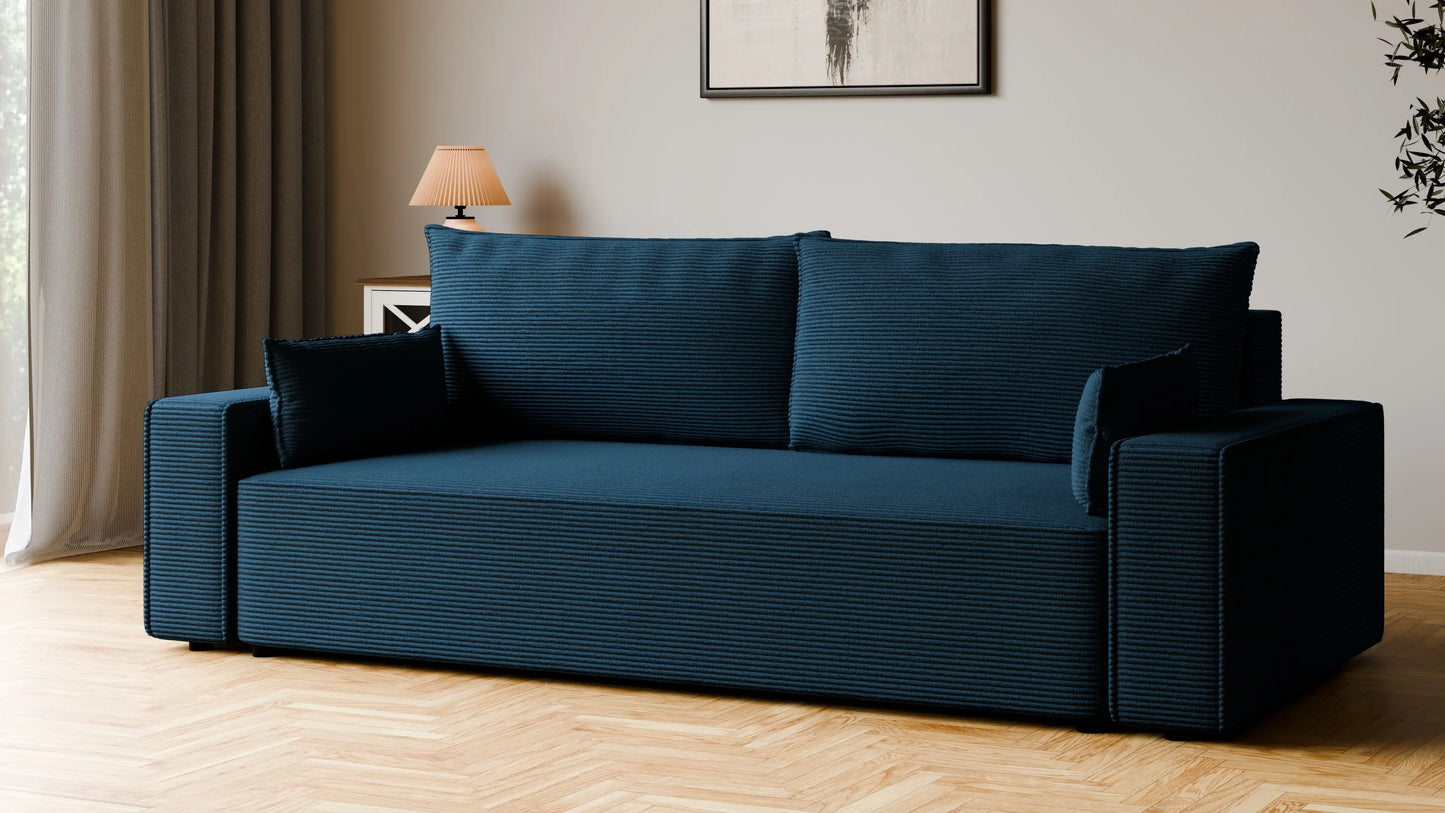 Sofa RENA 3-osobowa z funkcją spania sztruksowa