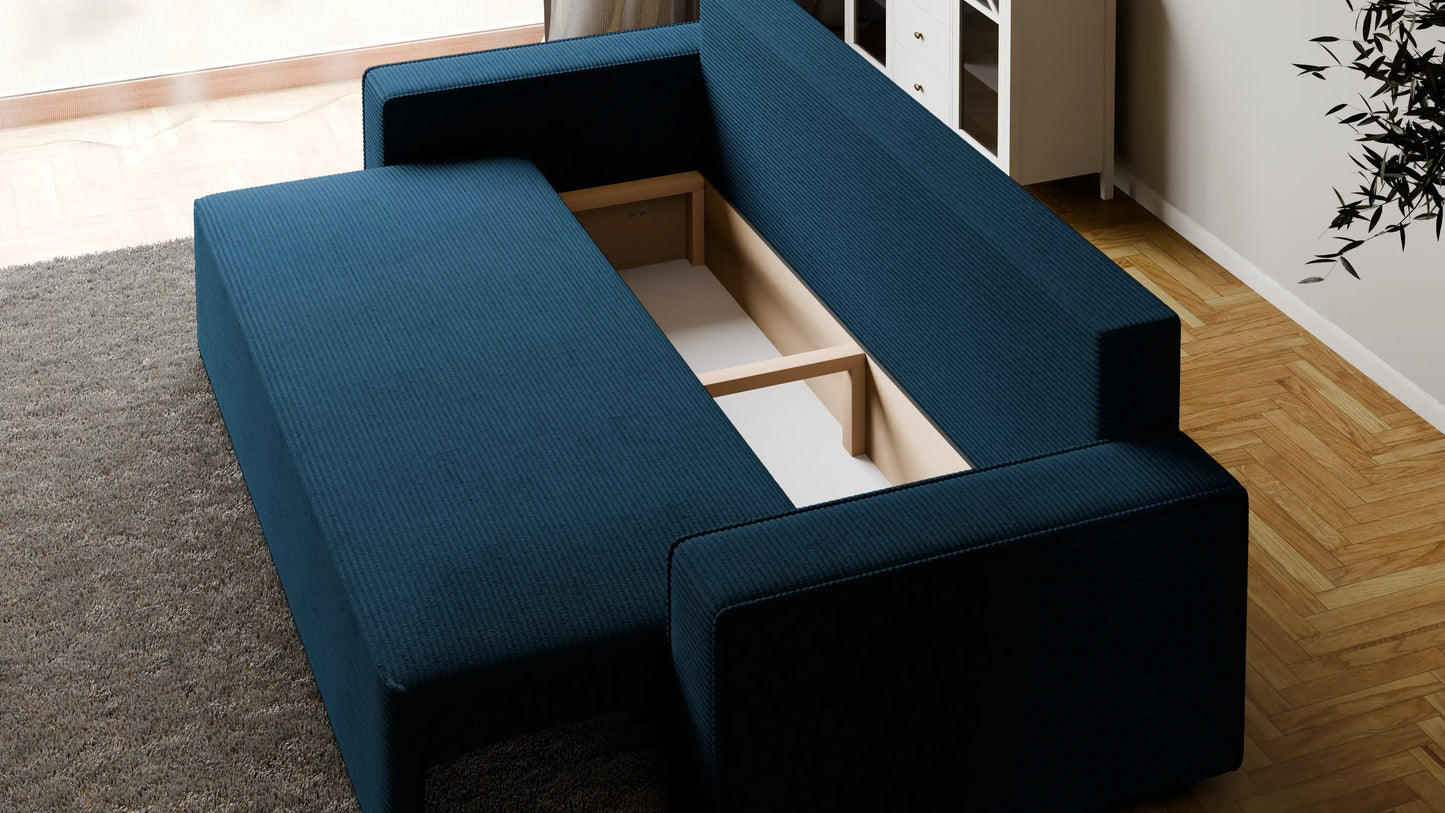 Sofa RENA 3-osobowa z funkcją spania sztruksowa