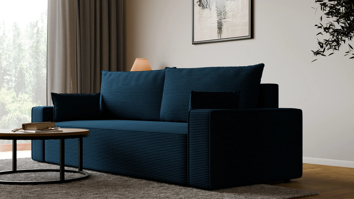 Sofa RENA 3-osobowa z funkcją spania sztruksowa