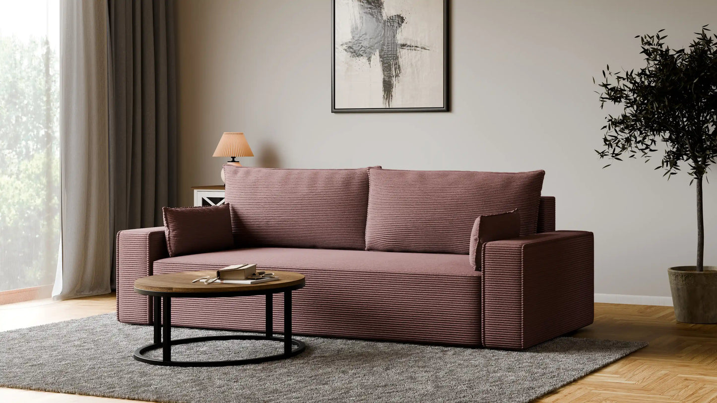 Sofa RENA 3-osobowa z funkcją spania sztruksowa