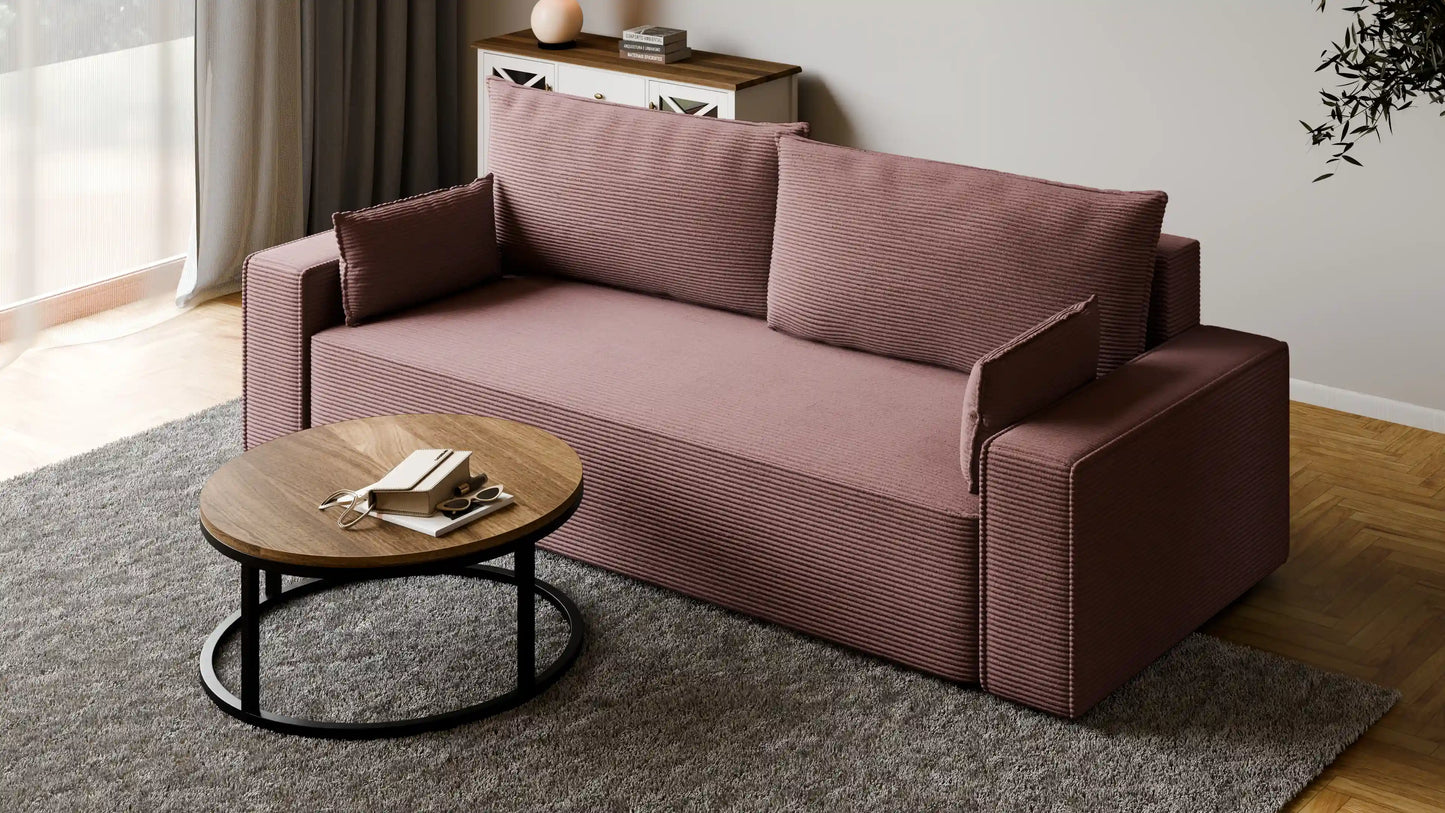 Sofa RENA 3-osobowa z funkcją spania sztruksowa