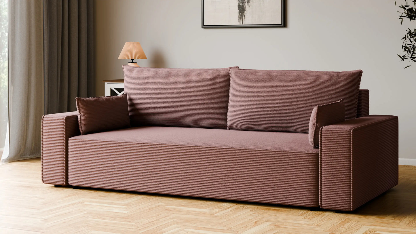 Sofa RENA 3-osobowa z funkcją spania sztruksowa