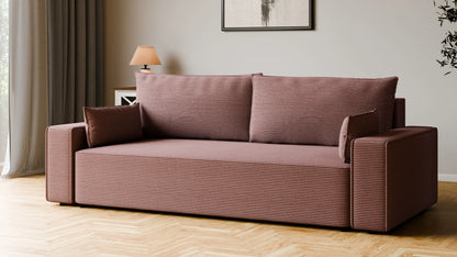 Sofa RENA 3-osobowa z funkcją spania sztruksowa