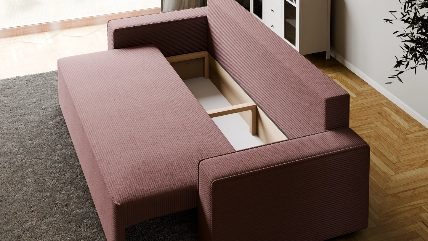 Sofa RENA 3-osobowa z funkcją spania sztruksowa