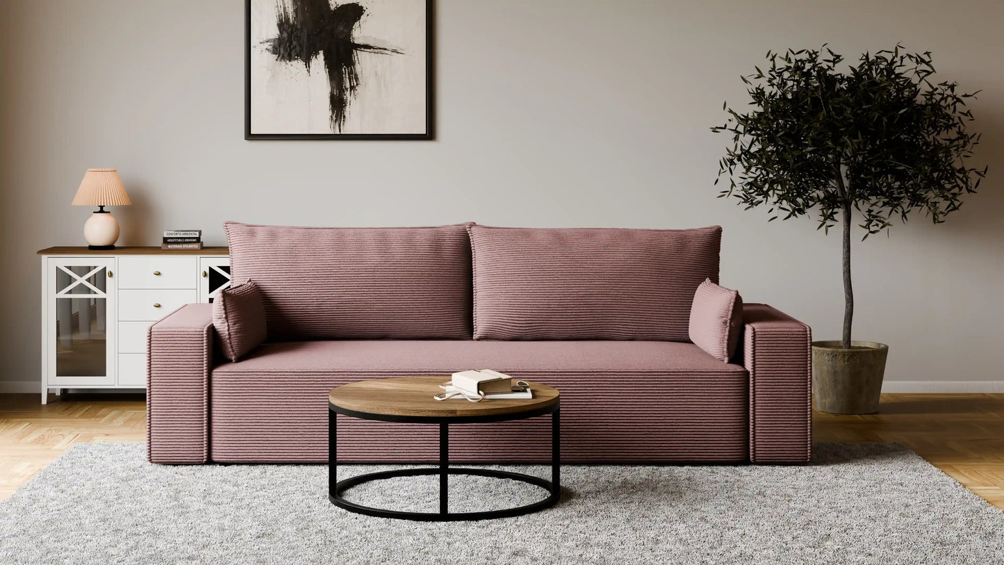 Sofa RENA 3-osobowa z funkcją spania sztruksowa