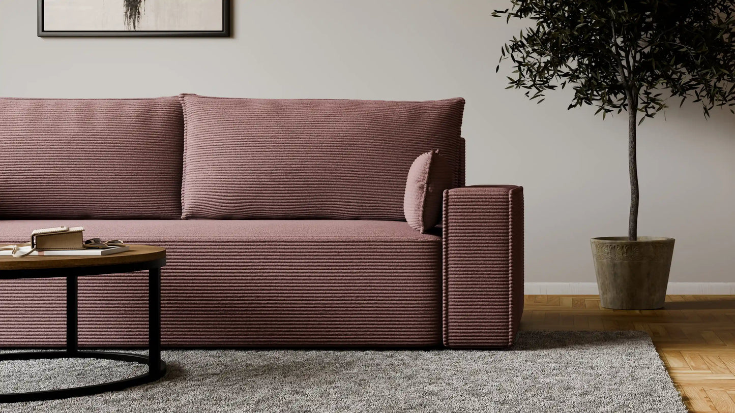 Sofa RENA 3-osobowa z funkcją spania sztruksowa