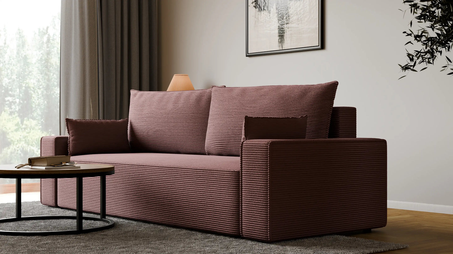 Sofa RENA 3-osobowa z funkcją spania sztruksowa